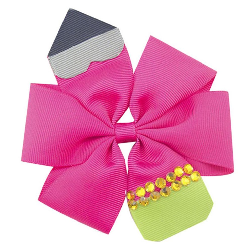 Back to School Pencil Girl Hair Bow Clip